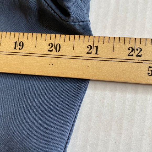 Side Stitch Blue Tencel Half Placket Roll-Tab Sleeve High-Low Shirt Size M - Picture 11 of 13